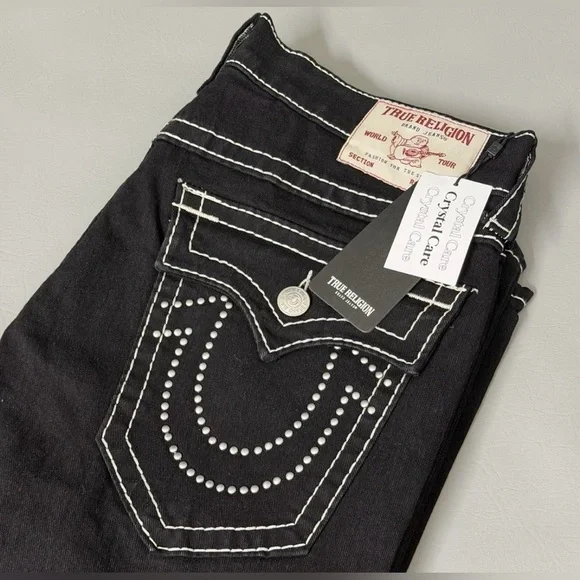 True Religion Ricky Big T Flap Relaxed Straight Mens Sz W38 L34 Rinse Black